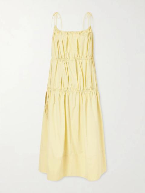 LIBEROWE Ella tiered cotton and silk-blend midi dress Yellow