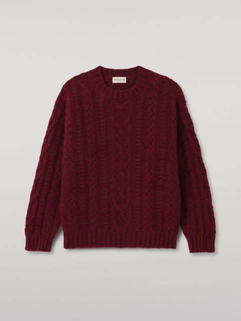 Johnstons of Elgin MacDonald Dark Red Aran Cable Cashmere Jumper