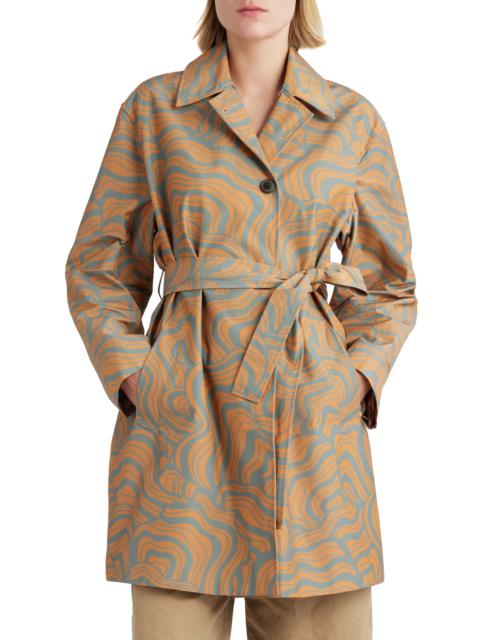 Ramblas Abstract Swirl Water Repellent Trench Coat