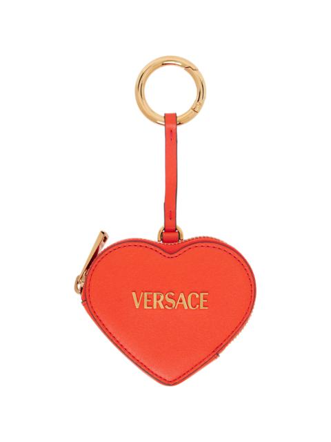 VERSACE Orange 'Versace' Tag Coin Pouch