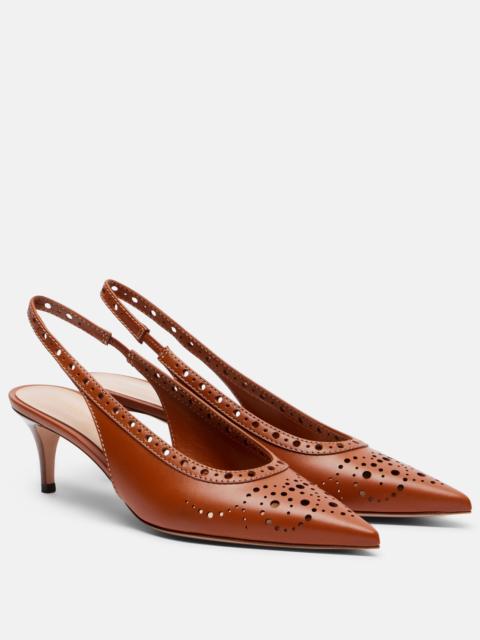 Gianvito Rossi Perforated leather slingback pumps