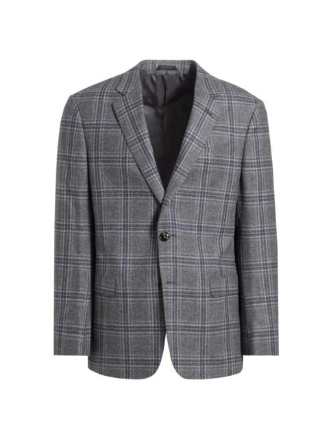 GIORGIO ARMANI Men's Plaid Wool & Cashmere Jacket - Gray Navy