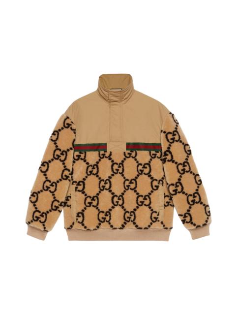 GUCCI Gucci GG Jacquard Oversized Half-Zip Wool Jacket Beige/Ebony/Green/Red