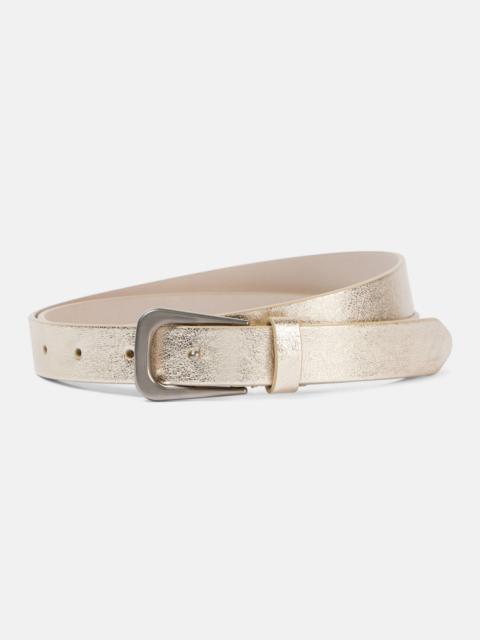 Metallic leather belt