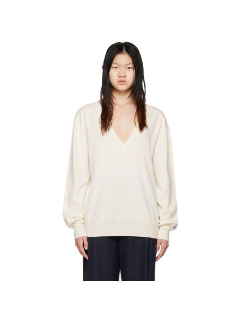 We11done Off-White Deep V-Neck Sweater