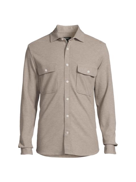 REISS Men's Forsithe Textured Melange Overshirt - Oatmeal Brown Melange