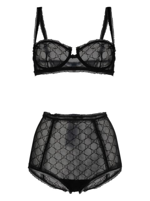 Black GG Tulle Lingerie Set