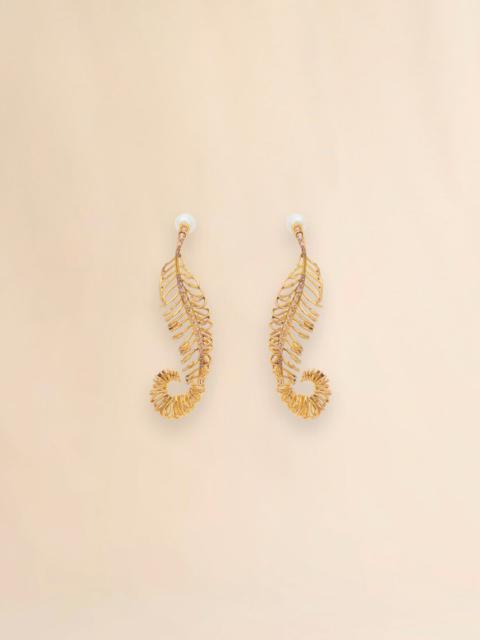 Marni CURVED METAL FEATHER EARRINGS