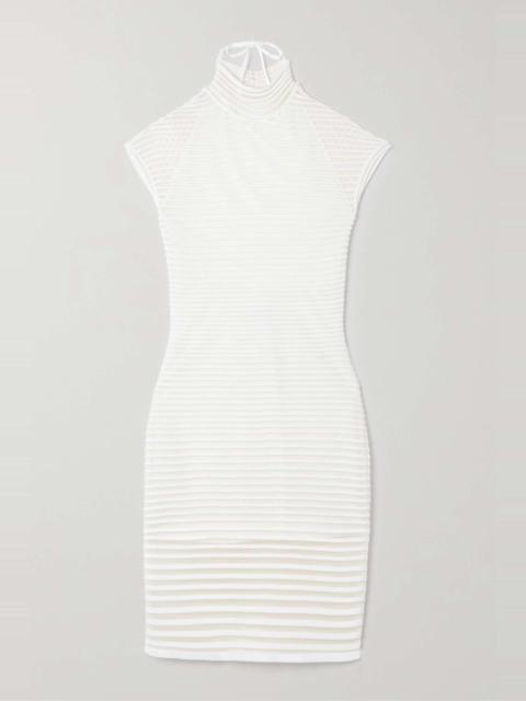 Open-back ribbed-knit mini dress