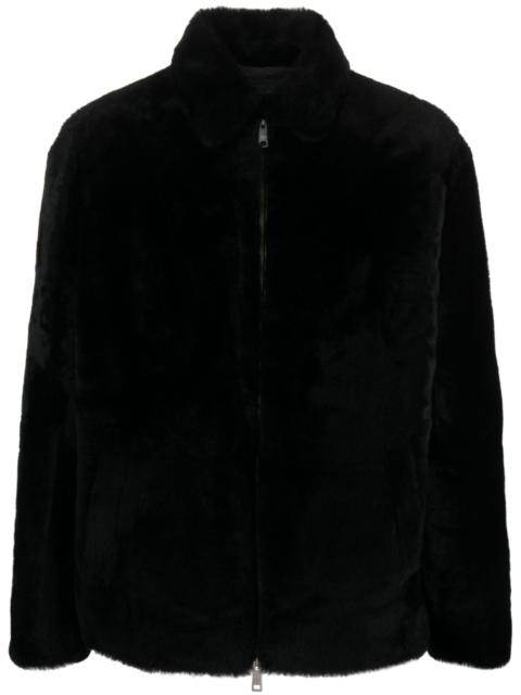 triangle-logo shearling jacket