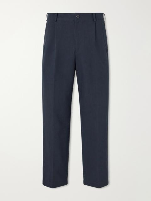 ATON Pleated Tapered Cotton Trousers