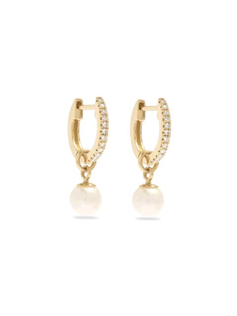STONE AND STRAND Freshwater Droplet Pearl Pave Huggies