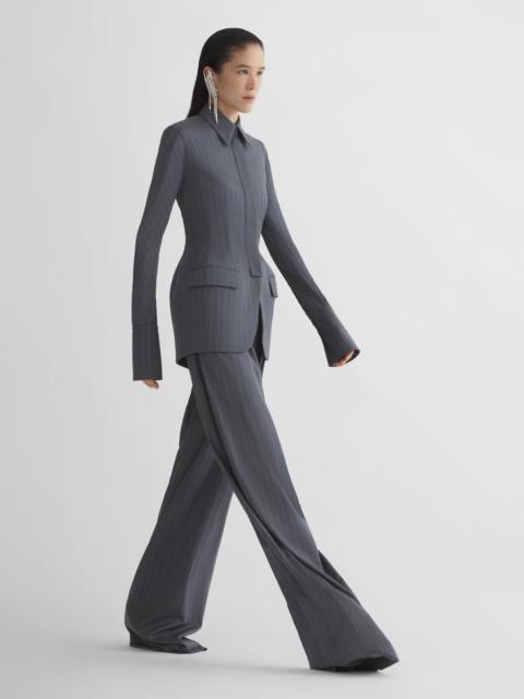 MUGLER grey pinstripe wide pleated trousers