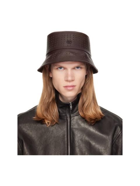 Valentino Brown VLogo Signature Holed Bucket Hat