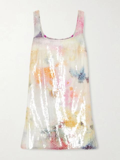 Aje. Dahlia Floral-print Sequined Mesh Mini Dress