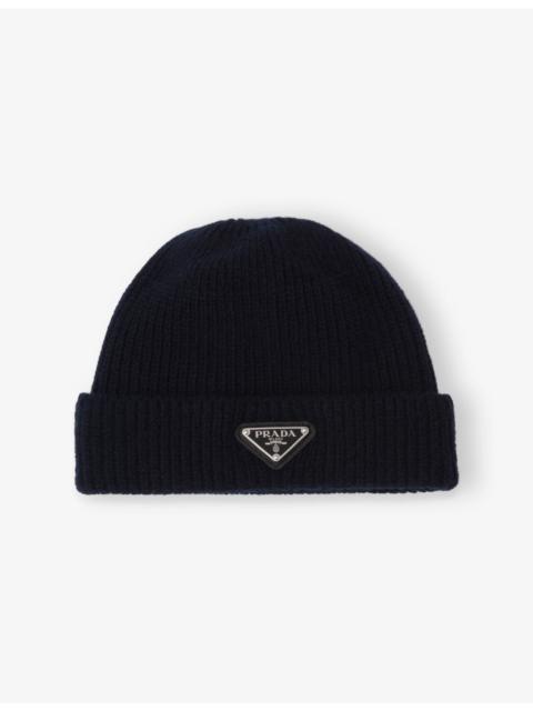 Prada Brand-plaque cashmere and wool-blend beanie hat