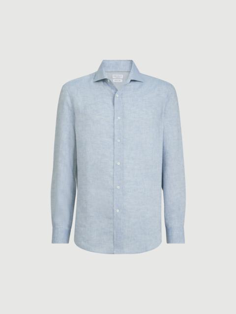 Brunello Cucinelli Linen easy Fit 셔츠와 스프레드 칼라