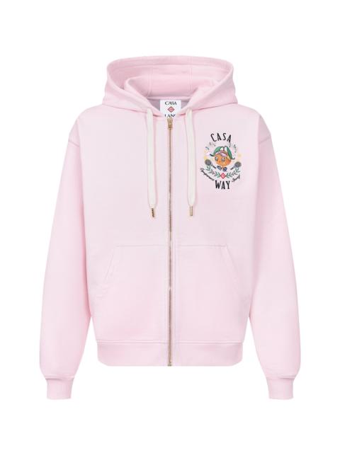 CASABLANCA Casa Way Mascot Printed Full Zip Hoodie "Pink" M AW25 JTP 408 05