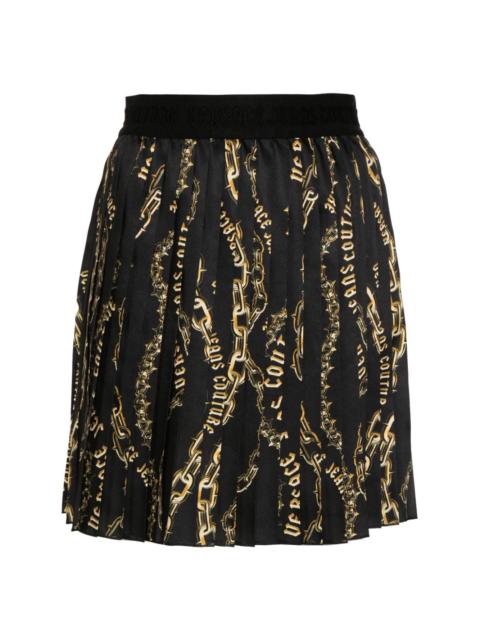 Chain Couture-print pleated skirt