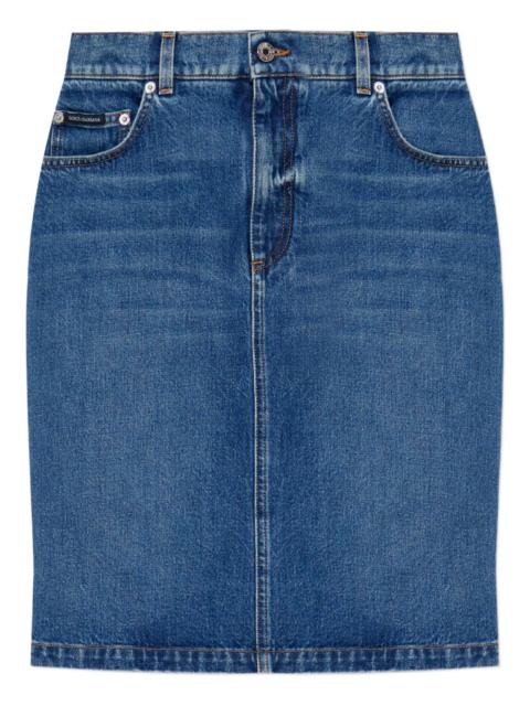 Dolce & Gabbana logo-plaque denim mini skirt