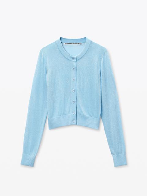 Alexander Wang Beaded Hotfix Cropped Crewneck Cardigan