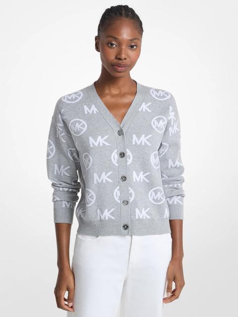 MICHAEL KORS Logo Jacquard Cotton Blend Cardigan