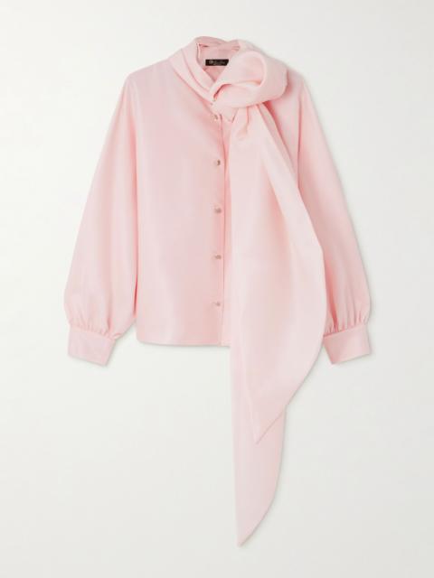 Loro Piana Patricia tie-neck silk-organdy blouse Baby pink
