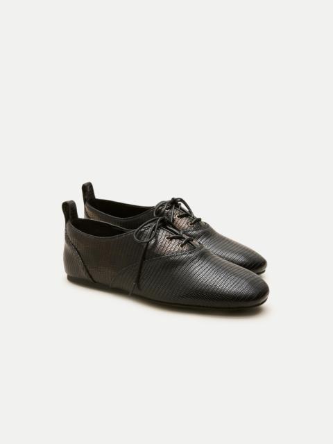 J.CREW Verona lace-up flats in lizard-embossed leather