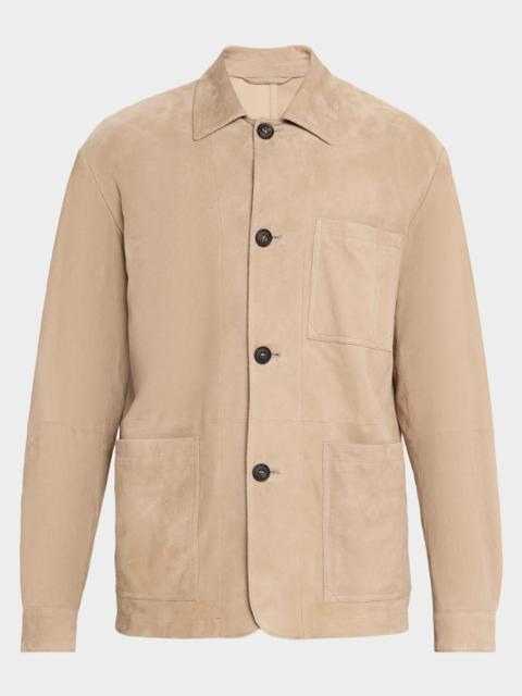 CORNELIANI Men's Lamb Suede Three-Pocket Shirt Jacket