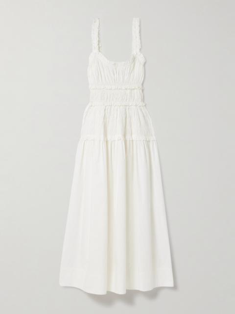 DÔEN Marianne Shirred Organic Cotton-poplin Midi Dress