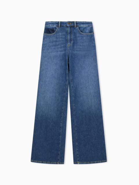 EMPORIO ARMANI 5-POCKET PANTS HIGH-WAISTED WIDE-LEG DENIM WITH A USED LOOK