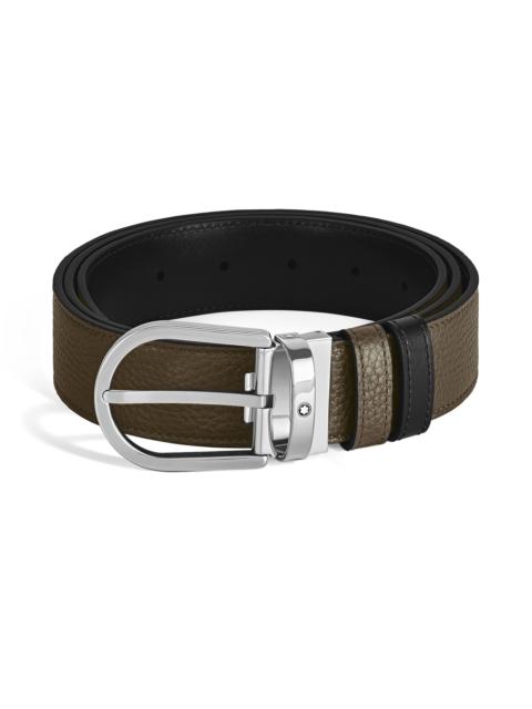 Montblanc HORSESHOE BUCKLE KHAKI/BLACK 35MM REVERSIBLE LEATHER BELT