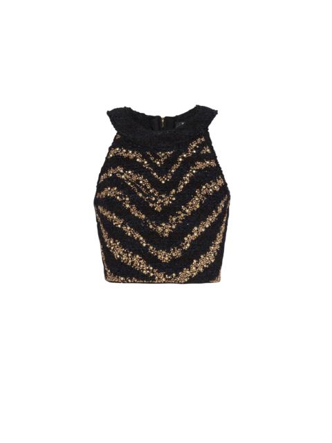 Balmain Zebra tweed crop top