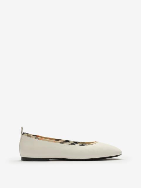 Burberry Check Trim Leather Robin Ballerinas