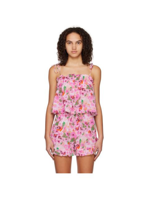 GANNI Pink Floral Tank Top