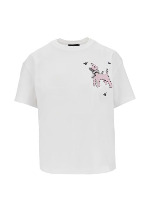 EMPORIO ARMANI dog-print cotton T-shirt
