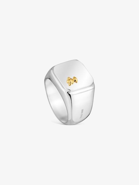 TOUS Two-tone bear-motif signet ring TOUS Man