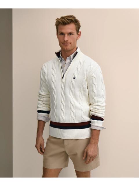 Brooks Brothers Cable Knit Tennis Quarter-Zip Sweater in Supima® Cotton