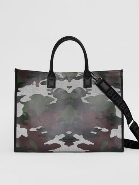 Burberry Camouflage Print Cotton Canvas Tote