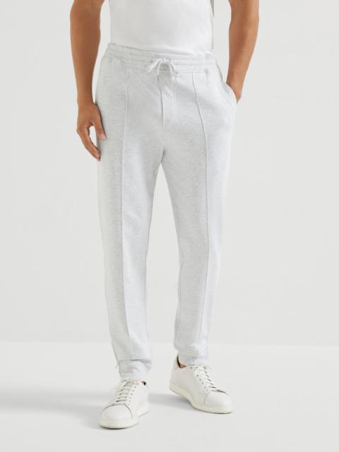 Brunello Cucinelli Techno cotton French terry trousers with Crête detail and elasticated zipper cuffs