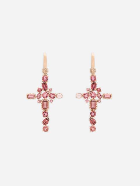 Dolce & Gabbana Anna earrings in red gold 18kt with pink tourmalines