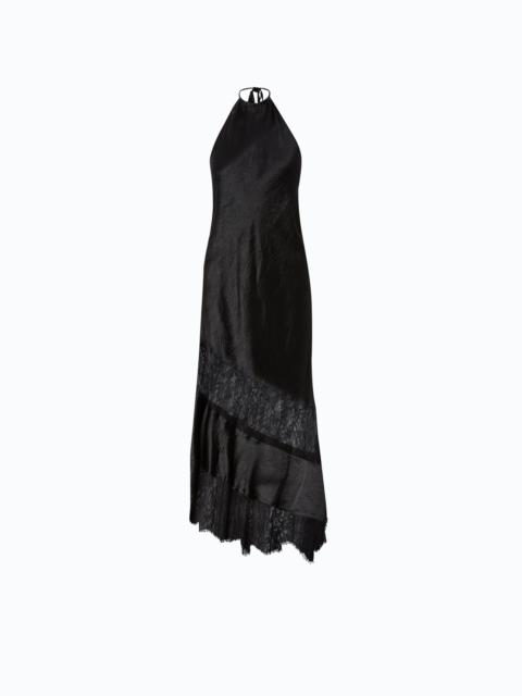 PINKO ASYMMETRIC SATIN MIDI DRESS WITH LACE