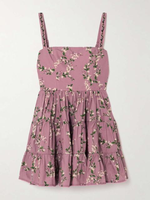 Agua by Agua Bendita Lima Wisteria tiered floral-print cotton mini dress Pink
