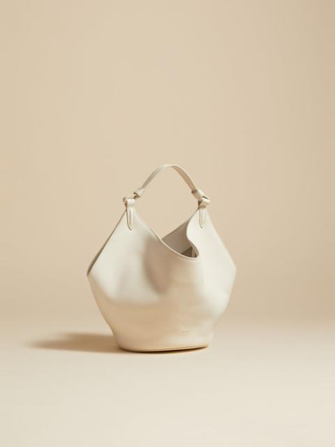 KHAITE The Mini Lotus Bag in White Pebbled Leather