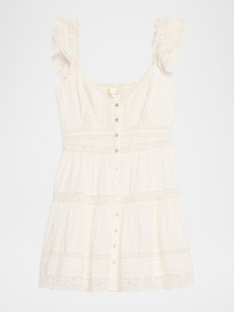 LoveShackFancy Rietta Cotton Lace-Trimmed Mini Dress