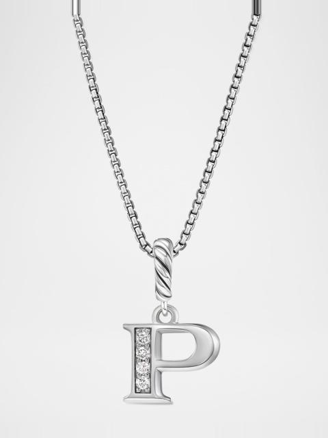 DAVID YURMAN Pave Initial Pendant Necklace with Diamonds in Silver, 17mm