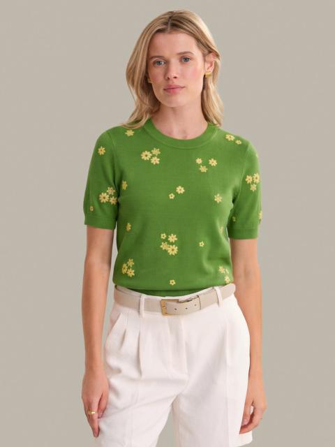 525 america Cami: Floral Embroidered Cotton Sweater