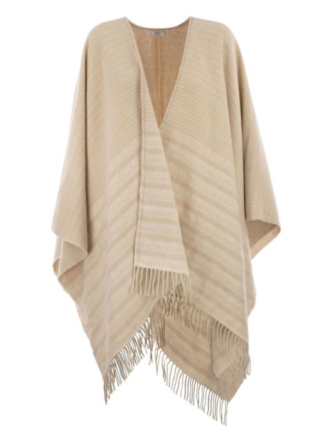 PESERICO fringed wool-cashmere blend poncho