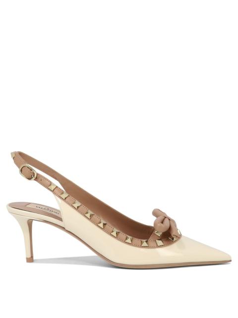 Valentino Rockstud Bow Heeled Shoes Beige