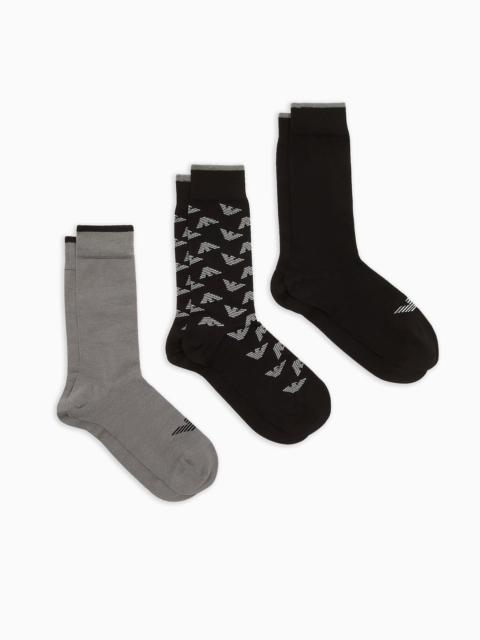 EMPORIO ARMANI Three-pack of jacquard gift logo socks